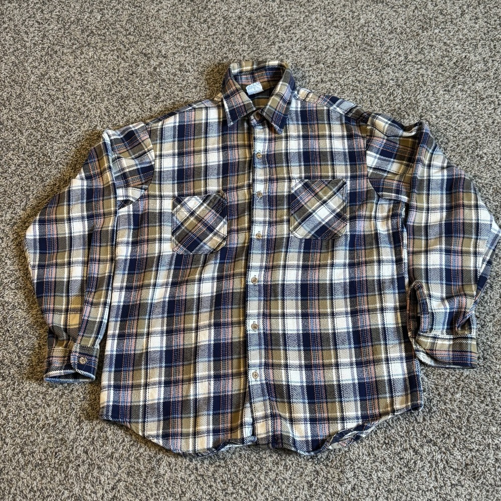 Vintage Big Mac Flannel Shirt 70s 100% Cotton Plaid Made In USA Tall Size Large